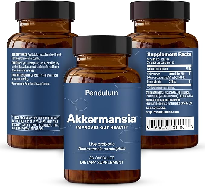 PENDULUM AKKERMANSIA PROBIOTIC WITH PREBIOTIC FIBER - DELAYED RELEASE CAPSULES, THIRD-PARTY TESTED, AUTHENTIC 100M AFU LIVE STRAIN FOR GUT HEALTH & GLP-1 SUPPORT FOR MEN & WOMEN (90 CAPSULES, 1-PACK)