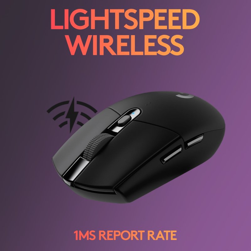 LOGITECH G305 WIRELESS GAMING MOUSE 12000 DPI LIGHTWEIGHT 6 PROGRAMMABLE BUTTONS BLACK