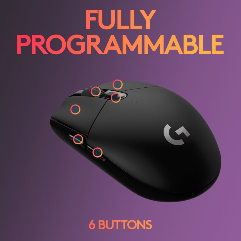 LOGITECH G305 WIRELESS GAMING MOUSE 12000 DPI LIGHTWEIGHT 6 PROGRAMMABLE BUTTONS BLACK
