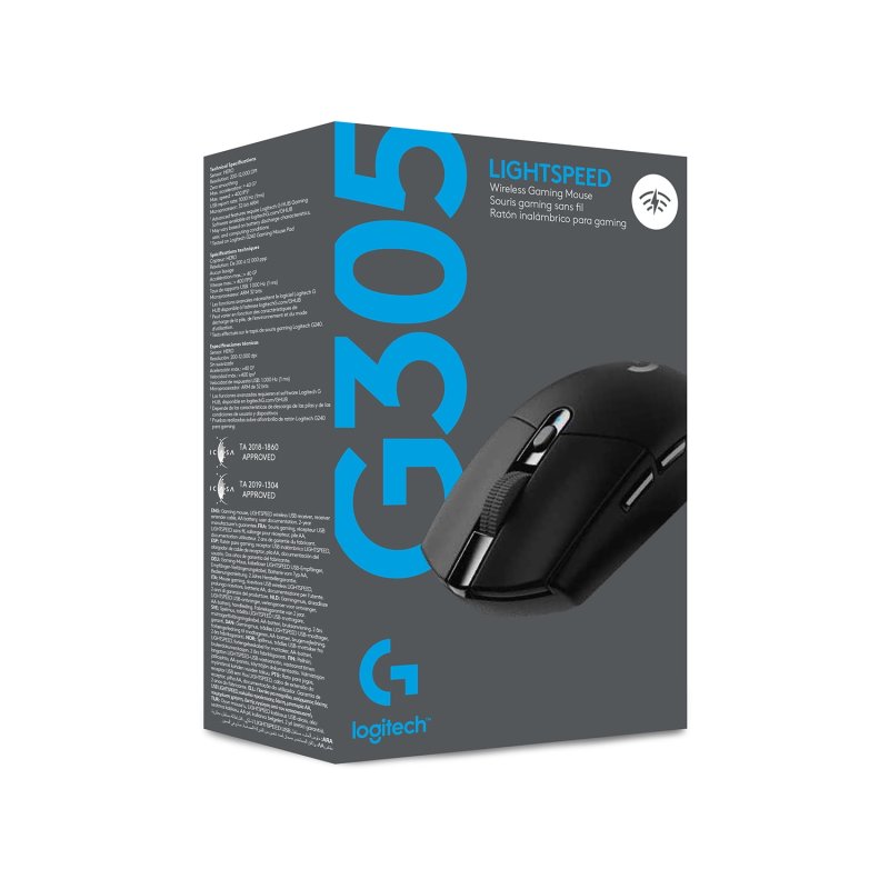 LOGITECH G305 WIRELESS GAMING MOUSE 12000 DPI LIGHTWEIGHT 6 PROGRAMMABLE BUTTONS BLACK