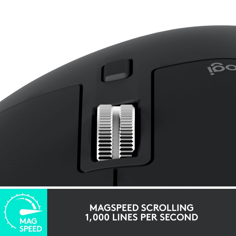 LOGITECH MX MASTER 3S WIRELESS PERFORMANCE MOUSE ERGO 8K DPI QUIET CLICKS USB-C BLACK