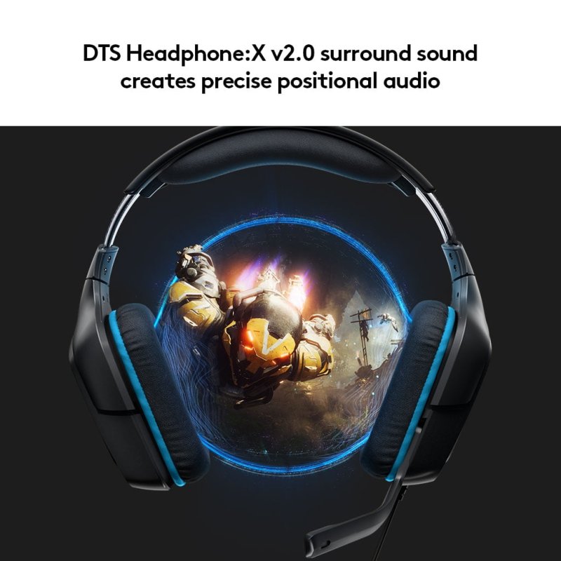 LOGITECH G432 WIRED GAMING HEADSET WITH 7.1 SURROUND SOUND DTS HEADPHONEX 2.0 50MM AUDIO DRIVERS USB 3.5MM JACK FLIP-TO-MUTE MIC PC BLACK