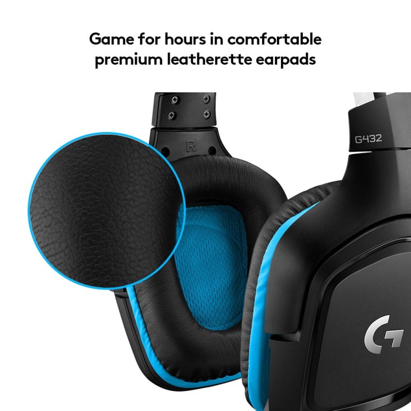 LOGITECH G432 WIRED GAMING HEADSET WITH 7.1 SURROUND SOUND DTS HEADPHONEX 2.0 50MM AUDIO DRIVERS USB 3.5MM JACK FLIP-TO-MUTE MIC PC BLACK