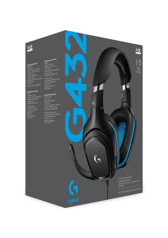 LOGITECH G432 WIRED GAMING HEADSET WITH 7.1 SURROUND SOUND DTS HEADPHONEX 2.0 50MM AUDIO DRIVERS USB 3.5MM JACK FLIP-TO-MUTE MIC PC BLACK