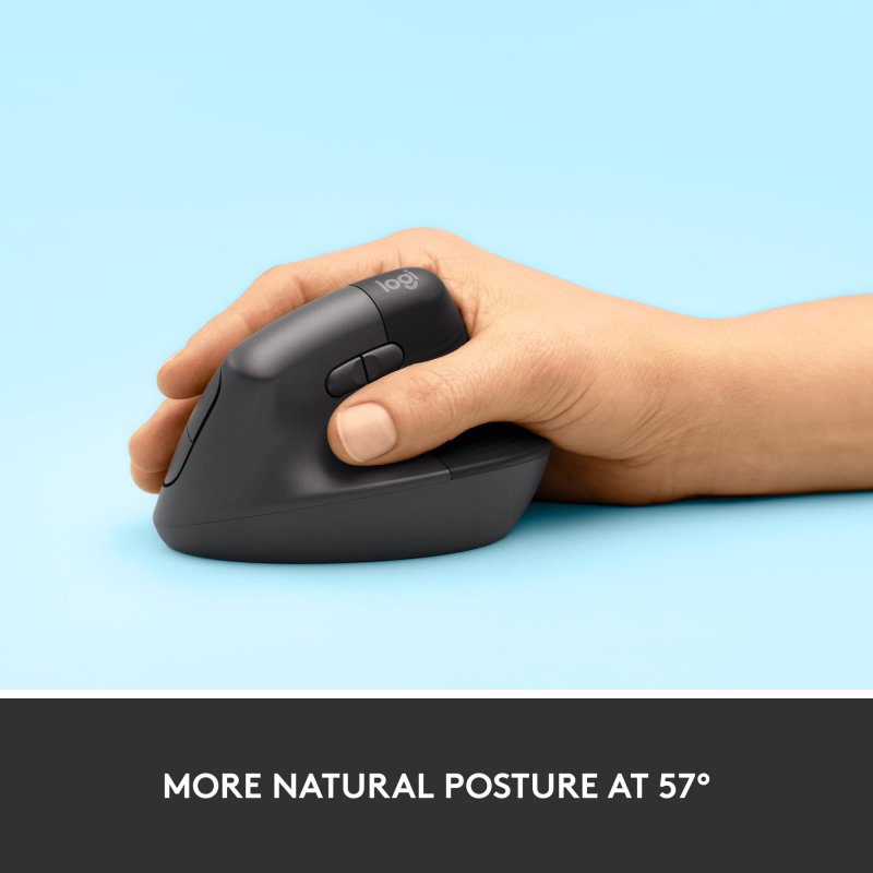 LOGITECH LIFT VERTICAL ERGONOMIC MOUSE WIRELESS BLUETOOTH LOGI BOLT USB RECEIVER GRAPHITE AMSEPTM