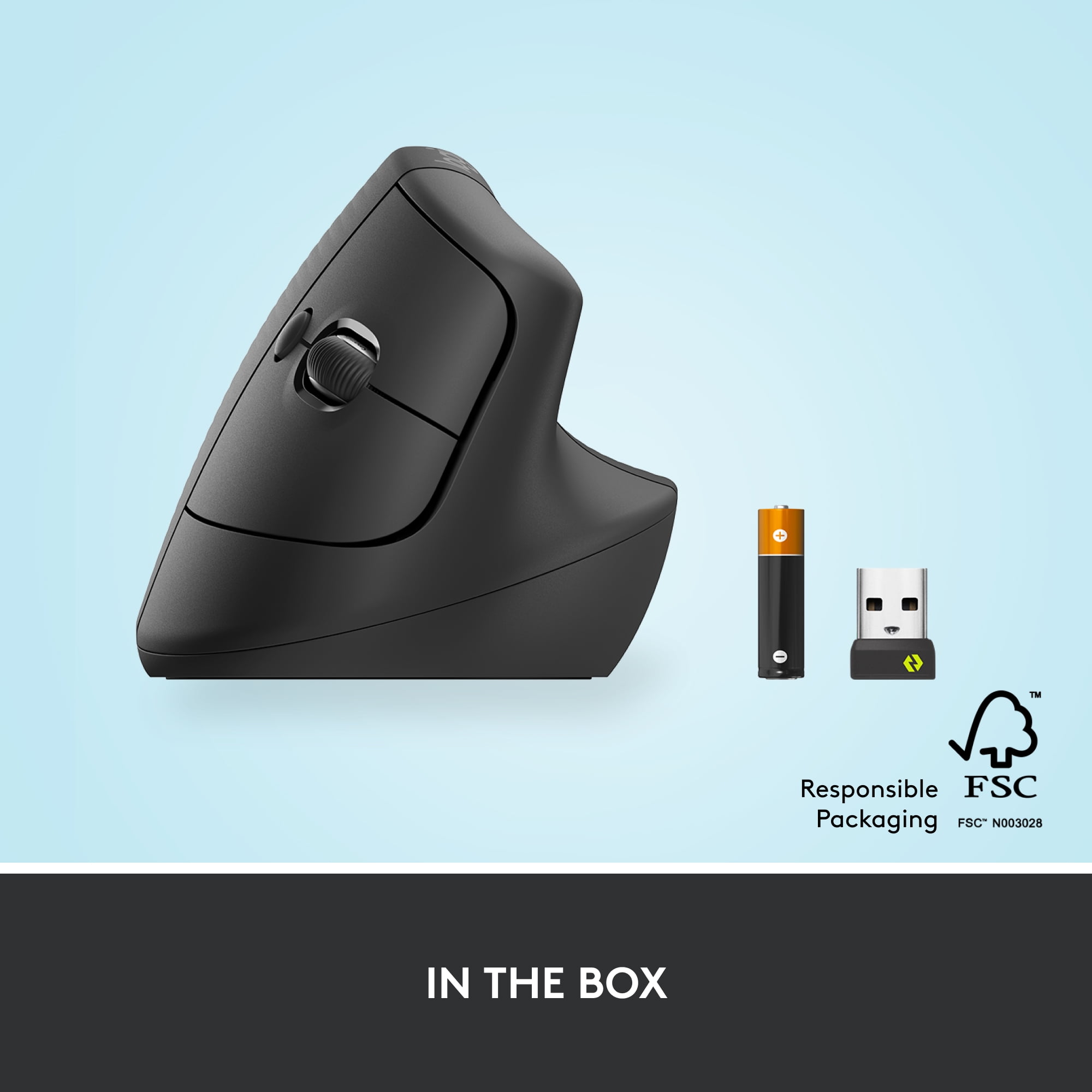 LOGITECH LIFT VERTICAL ERGONOMIC MOUSE WIRELESS BLUETOOTH LOGI BOLT USB RECEIVER GRAPHITE AMSEPTM