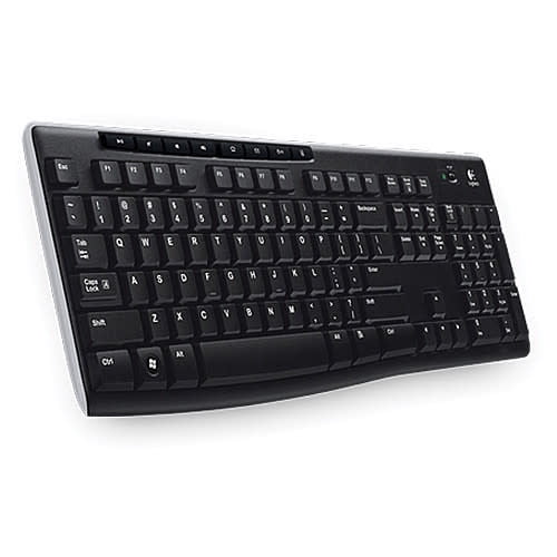 LOGITECH K270 WIRELESS KEYBOARD WINDOWS 2.4 GHZ FULL SIZE NUMBER PAD 8 MULTIMEDIA KEYS 2-YEAR BATTERY LIFE PC LAPTOP COMPATIBILITY