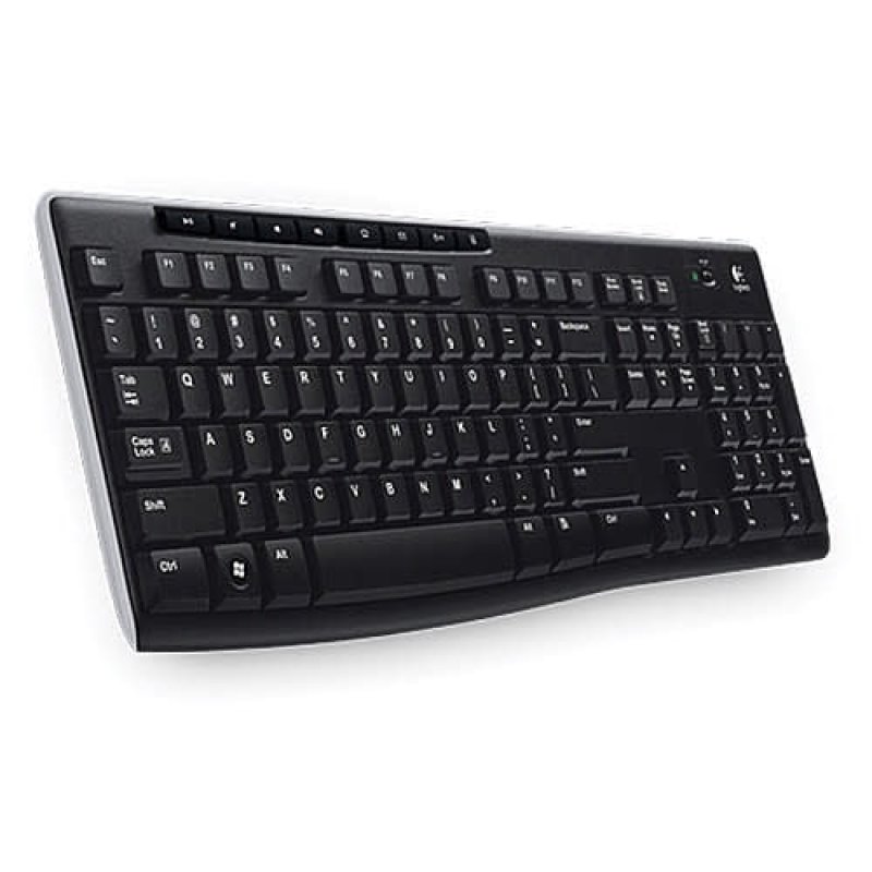 LOGITECH K270 WIRELESS KEYBOARD WINDOWS 2.4 GHZ FULL SIZE NUMBER PAD 8 MULTIMEDIA KEYS 2-YEAR BATTERY LIFE PC LAPTOP COMPATIBILITY