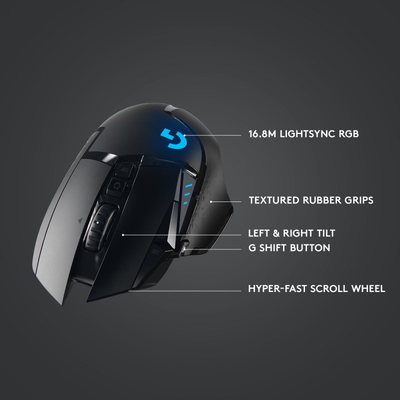 LOGITECH G502 LIGHTSPEED WIRELESS GAMING MOUSE HERO 25K SENSOR 25600 DPI RGB ADJUSTABLE WEIGHTS 11 PROGRAMMABLE BUTTONS LONG BATTERY LIFE ON-BOARD MEMORY COMPATIBLE WITH PC AND MAC