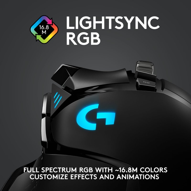 LOGITECH G502 LIGHTSPEED WIRELESS GAMING MOUSE HERO 25K SENSOR 25600 DPI RGB ADJUSTABLE WEIGHTS 11 PROGRAMMABLE BUTTONS LONG BATTERY LIFE ON-BOARD MEMORY COMPATIBLE WITH PC AND MAC