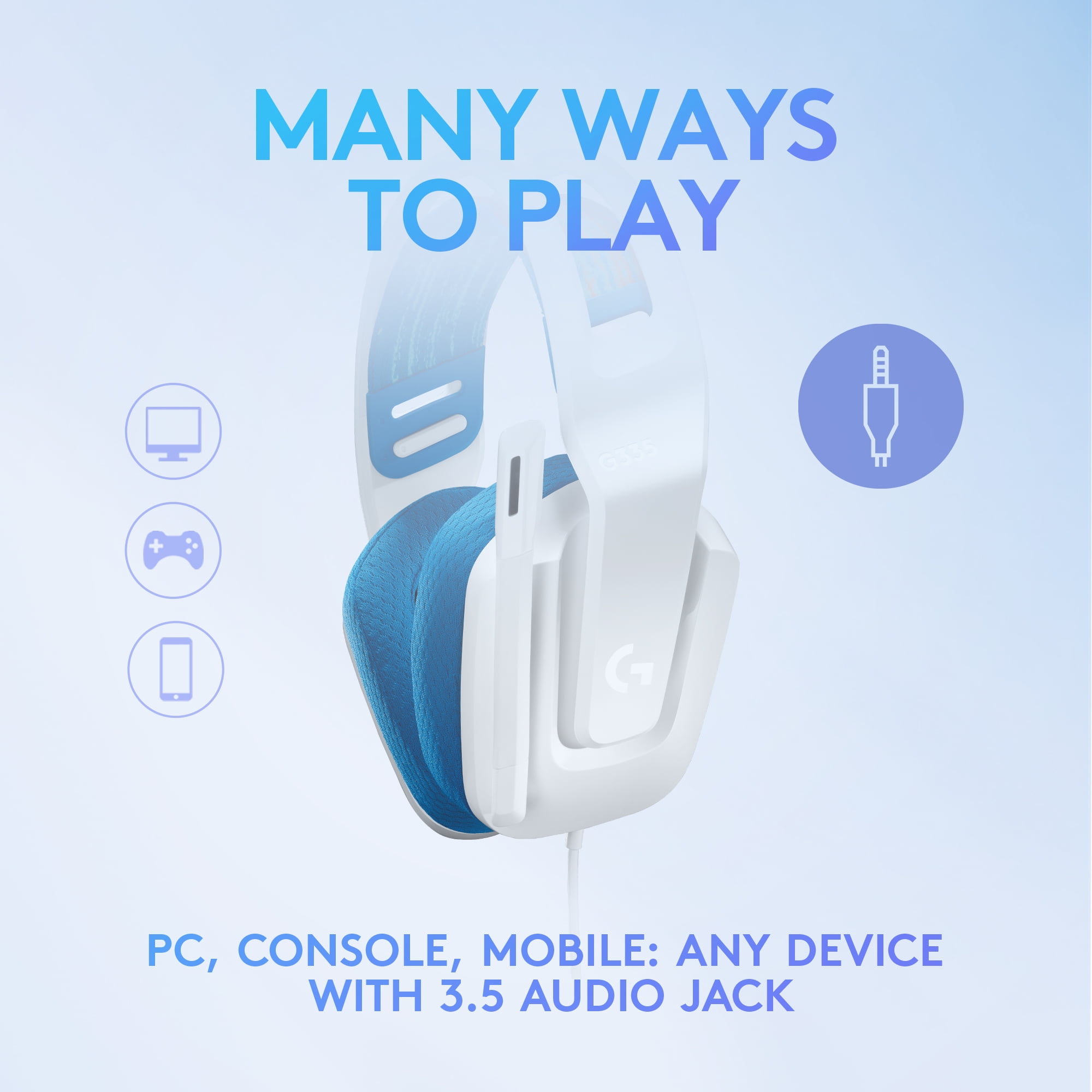 LOGITECH G335 WHITE PC GAMING OVER EAR HEADSET