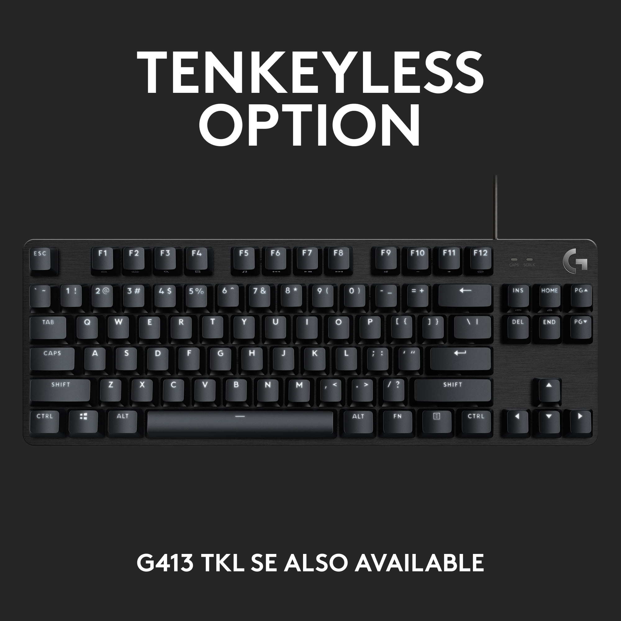 LOGITECH G413 SE GAMING KEYBOARD WITH PBT KEYCAPS AND MECHANICAL SWITCHES - WHITE BACKLIT LED - 6-KEY ROLLOVER ANTI-GHOSTING