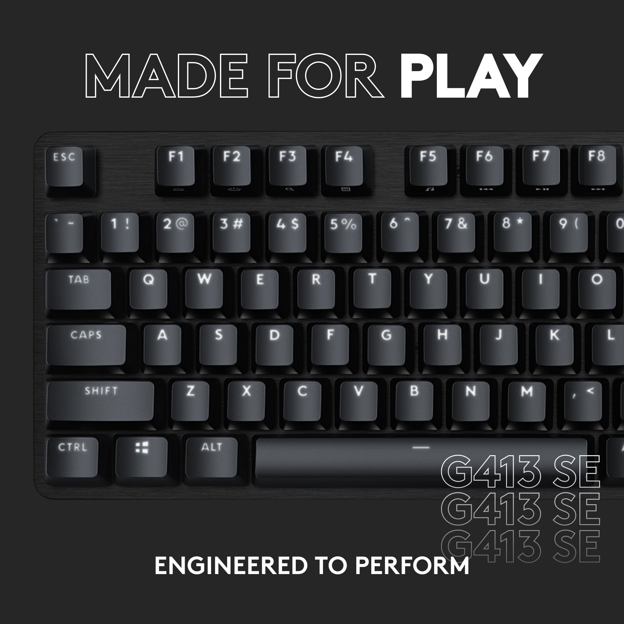 LOGITECH G413 SE GAMING KEYBOARD WITH PBT KEYCAPS AND MECHANICAL SWITCHES - WHITE BACKLIT LED - 6-KEY ROLLOVER ANTI-GHOSTING