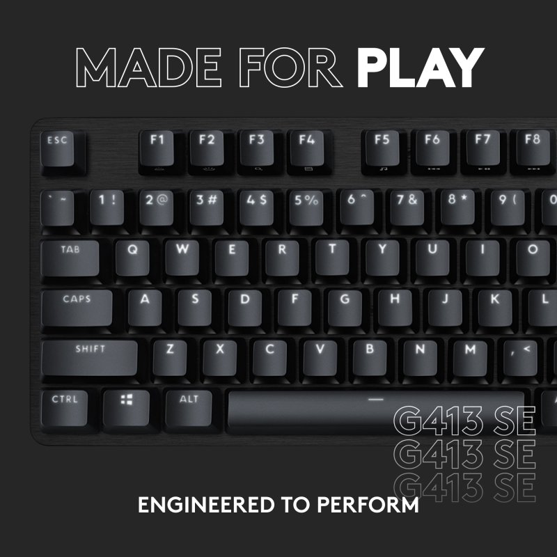 LOGITECH G413 SE GAMING KEYBOARD WITH PBT KEYCAPS AND MECHANICAL SWITCHES - WHITE BACKLIT LED - 6-KEY ROLLOVER ANTI-GHOSTING