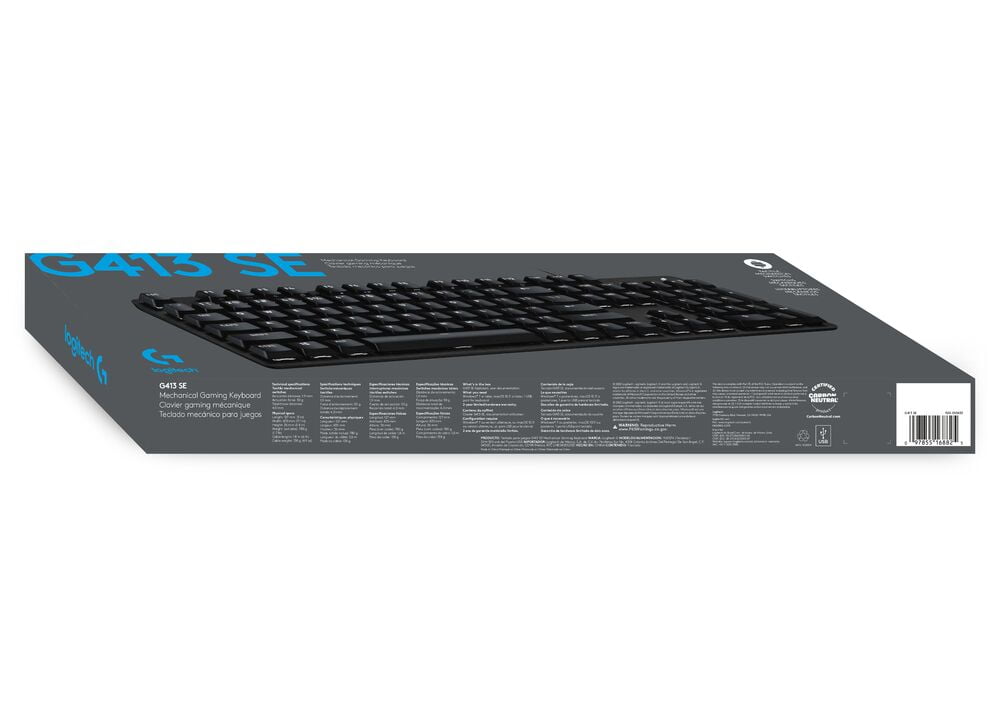 LOGITECH G413 SE GAMING KEYBOARD WITH PBT KEYCAPS AND MECHANICAL SWITCHES - WHITE BACKLIT LED - 6-KEY ROLLOVER ANTI-GHOSTING