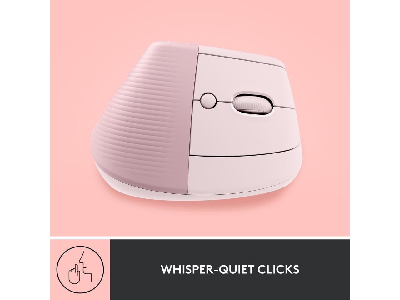LOGITECH LIFT VERTICAL ERGONOMIC WIRELESS MOUSE LOGI BOLT USB RECEIVER QUIET CLICKS 4 BUTTONS WINDOWS MACOS IPADOS LAPTOP PC ROSE