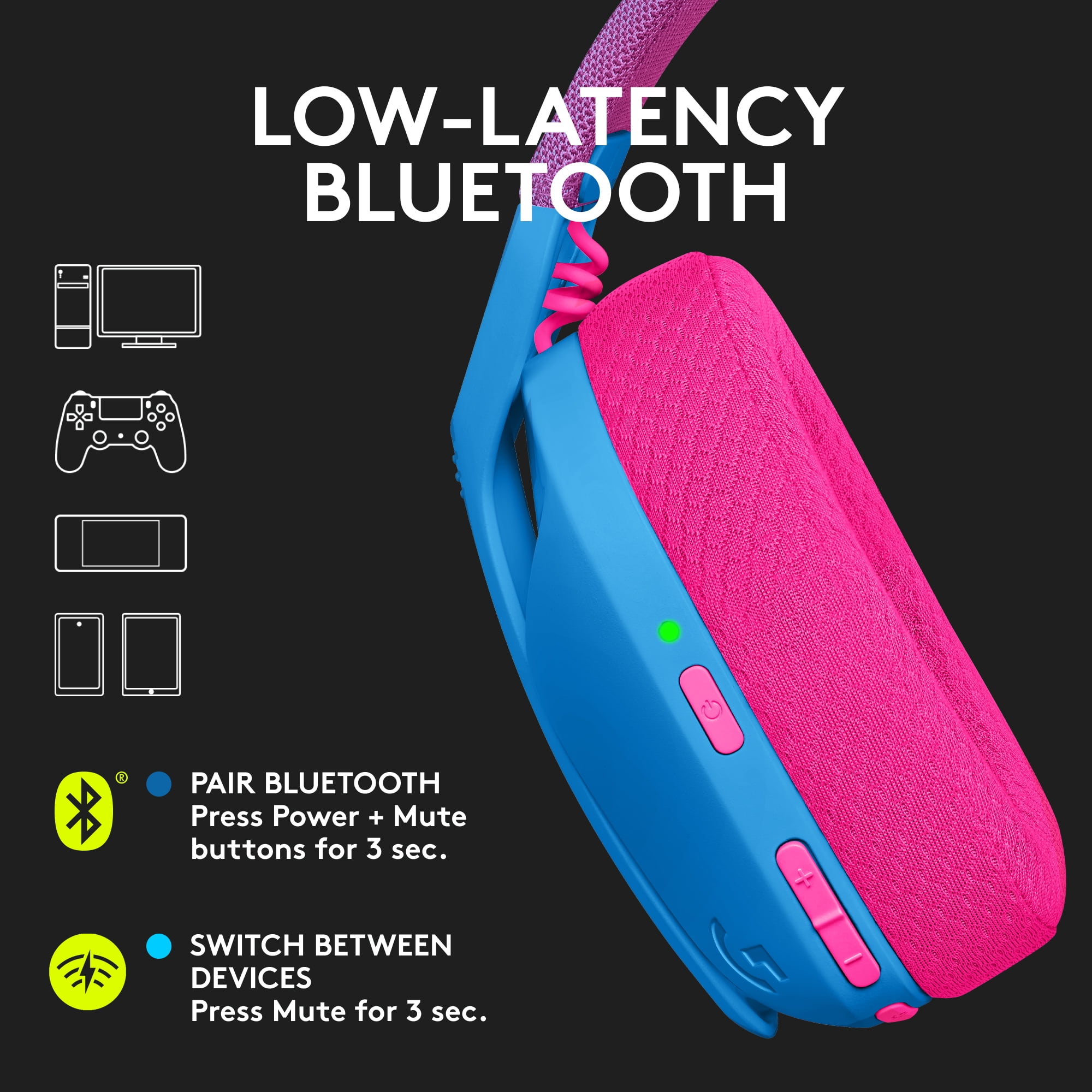 LOGITECH G435 LIGHTSPEED WIRELESS GAMING HEADSET BLUE RASPBERRY