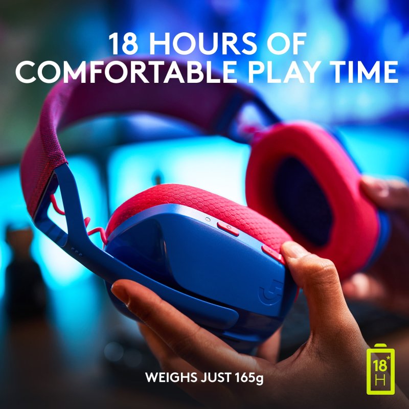 LOGITECH G435 LIGHTSPEED WIRELESS GAMING HEADSET BLUE RASPBERRY