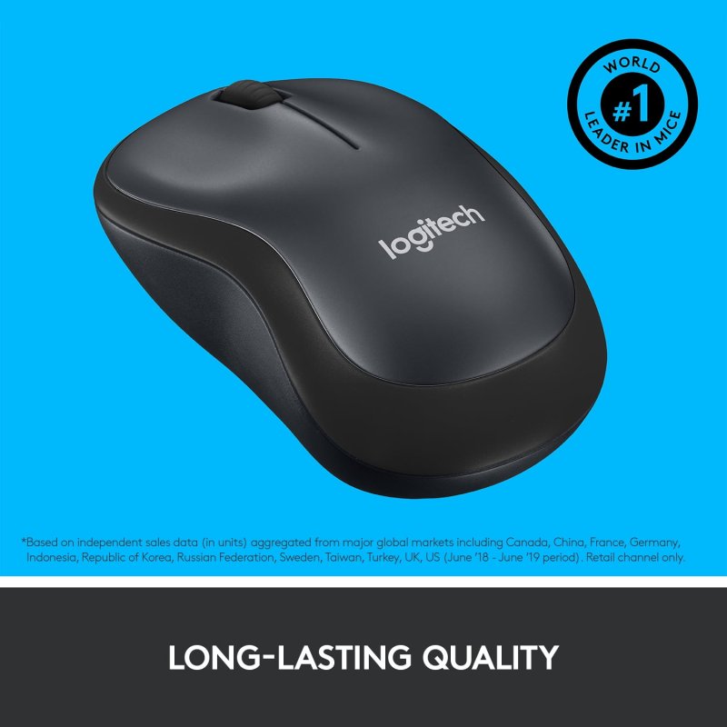 LOGITECH SILENT WIRELESS MOUSE 2.4 GHZ USB RECEIVER 1000 DPI OPTICAL TRACKING BLACK