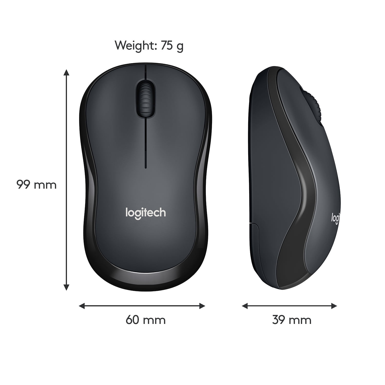 LOGITECH SILENT WIRELESS MOUSE 2.4 GHZ USB RECEIVER 1000 DPI OPTICAL TRACKING BLACK