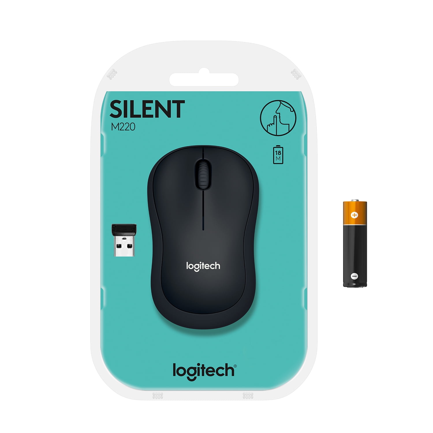 LOGITECH SILENT WIRELESS MOUSE 2.4 GHZ USB RECEIVER 1000 DPI OPTICAL TRACKING BLACK