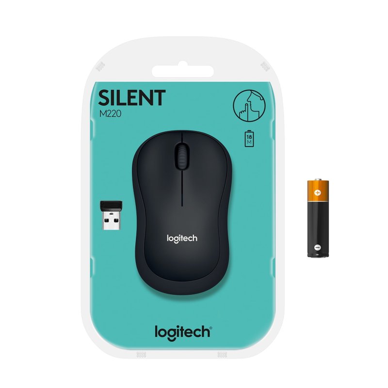 LOGITECH SILENT WIRELESS MOUSE 2.4 GHZ USB RECEIVER 1000 DPI OPTICAL TRACKING BLACK