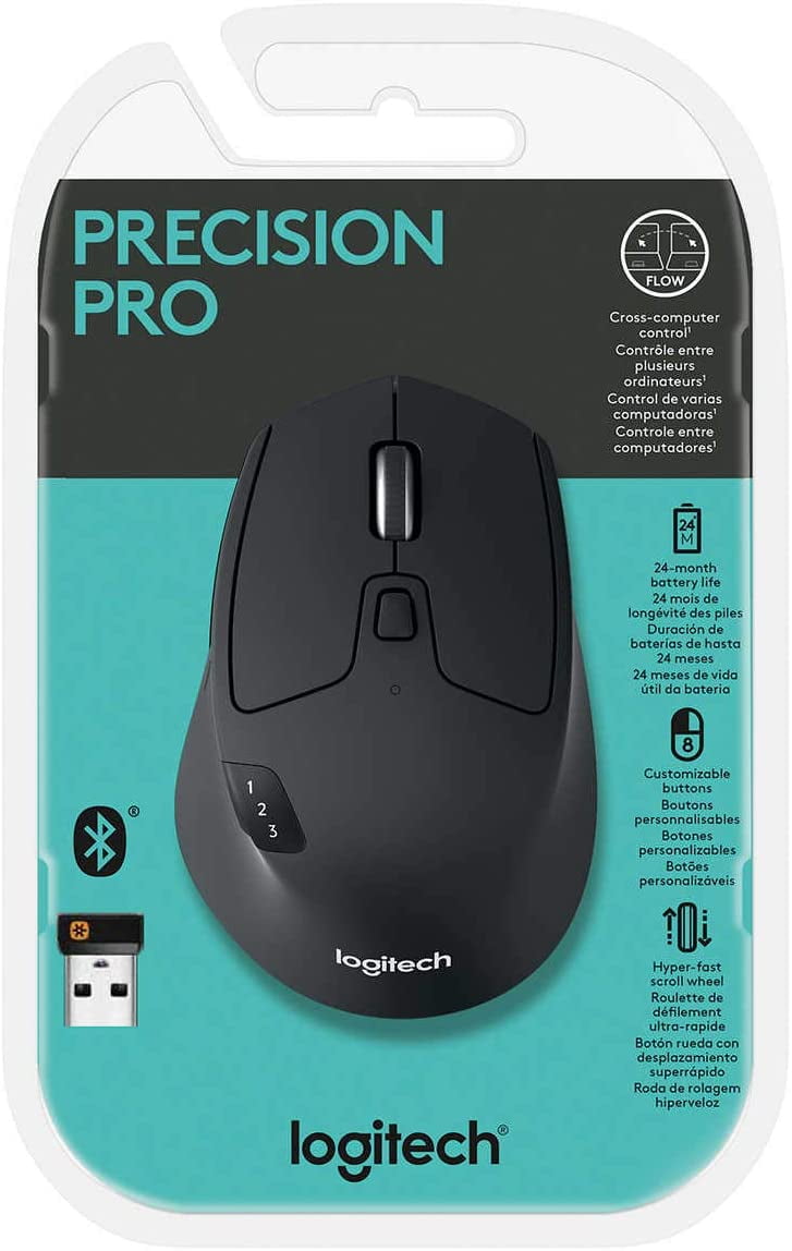 LOGITECH PRECISION PRO WIRELESS BLUETOOTH OPTICAL GAMING MOUSE USB 2.40 GHZ BLACK