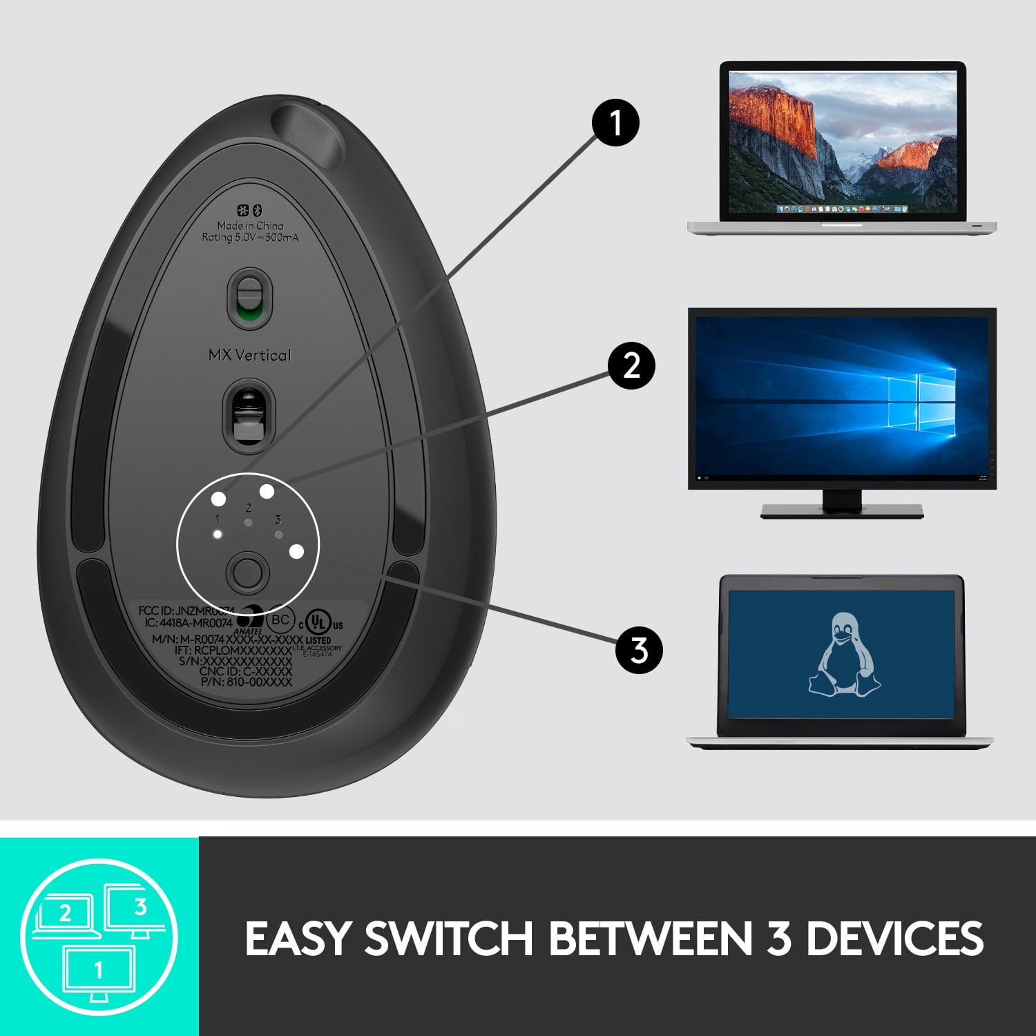 LOGITECH MX VERTICAL ERGONOMIC WIRELESS MOUSE