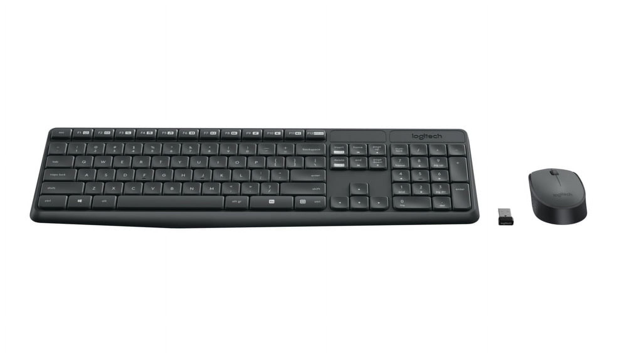 LOGITECH MK235 WIRELESS KEYBOARD MOUSE COMBO WINDOWS 2.4 GHZ USB RECEIVER 15 FN KEYS LONG BATTERY LIFE PC LAPTOP COMPATIBLE