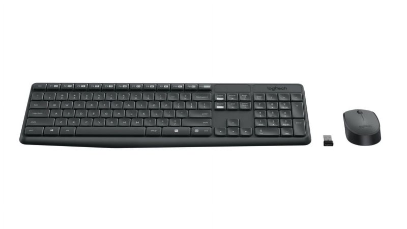 LOGITECH MK235 WIRELESS KEYBOARD MOUSE COMBO WINDOWS 2.4 GHZ USB RECEIVER 15 FN KEYS LONG BATTERY LIFE PC LAPTOP COMPATIBLE