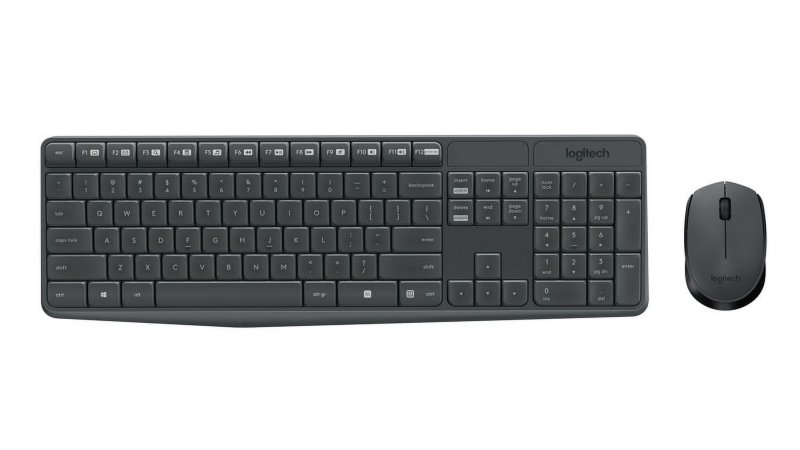 LOGITECH MK235 WIRELESS KEYBOARD MOUSE COMBO WINDOWS 2.4 GHZ USB RECEIVER 15 FN KEYS LONG BATTERY LIFE PC LAPTOP COMPATIBLE