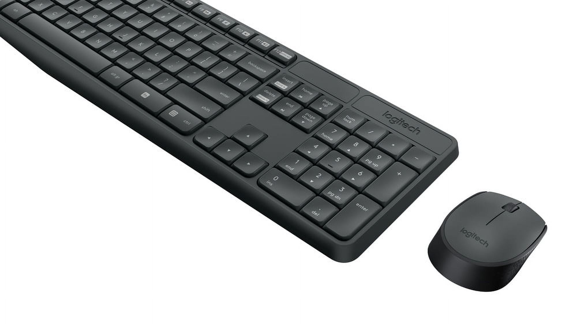 LOGITECH MK235 WIRELESS KEYBOARD MOUSE COMBO WINDOWS 2.4 GHZ USB RECEIVER 15 FN KEYS LONG BATTERY LIFE PC LAPTOP COMPATIBLE