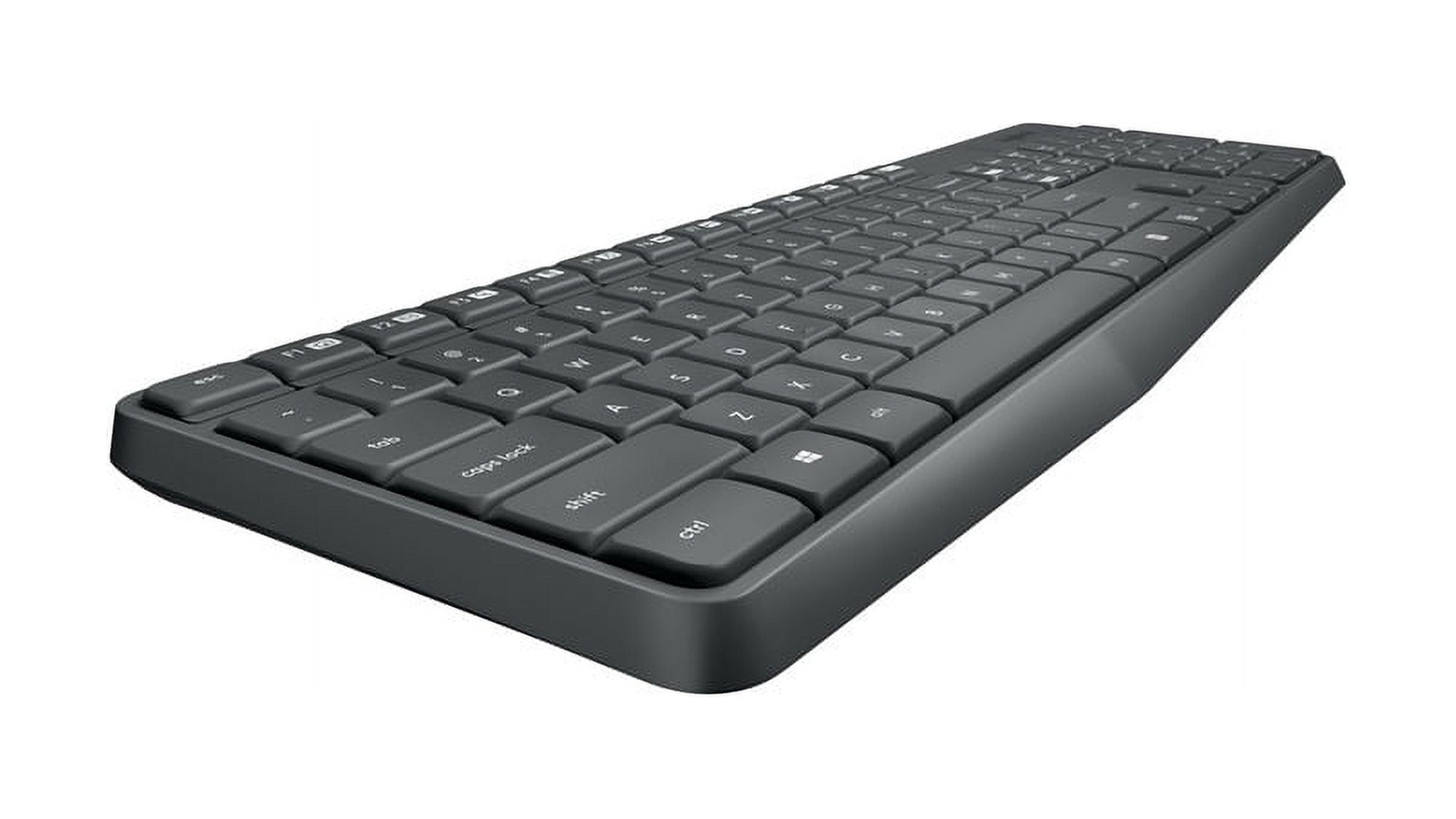 LOGITECH MK235 WIRELESS KEYBOARD MOUSE COMBO WINDOWS 2.4 GHZ USB RECEIVER 15 FN KEYS LONG BATTERY LIFE PC LAPTOP COMPATIBLE