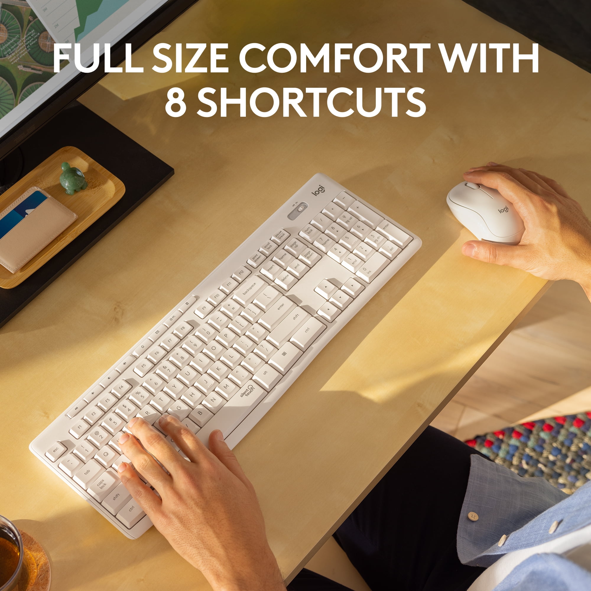 LOGITECH MK295 SILENT WIRELESS KEYBOARD MOUSE COMBO WITH 90% LESS NOISE 2.4 GHZ OFF-WHITE