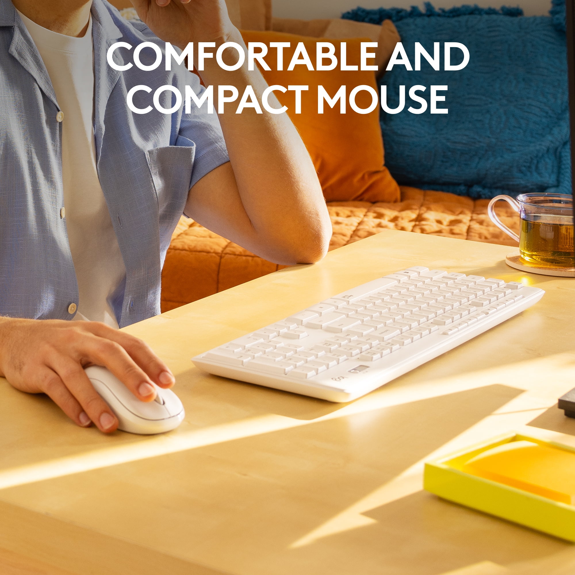 LOGITECH MK295 SILENT WIRELESS KEYBOARD MOUSE COMBO WITH 90% LESS NOISE 2.4 GHZ OFF-WHITE