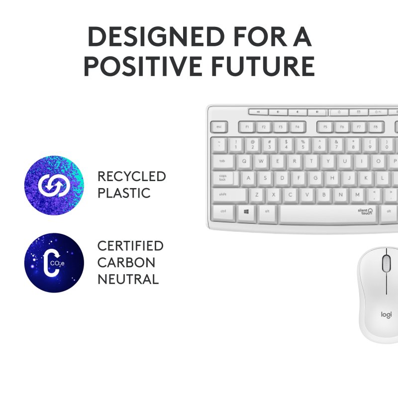 LOGITECH MK295 SILENT WIRELESS KEYBOARD MOUSE COMBO WITH 90% LESS NOISE 2.4 GHZ OFF-WHITE