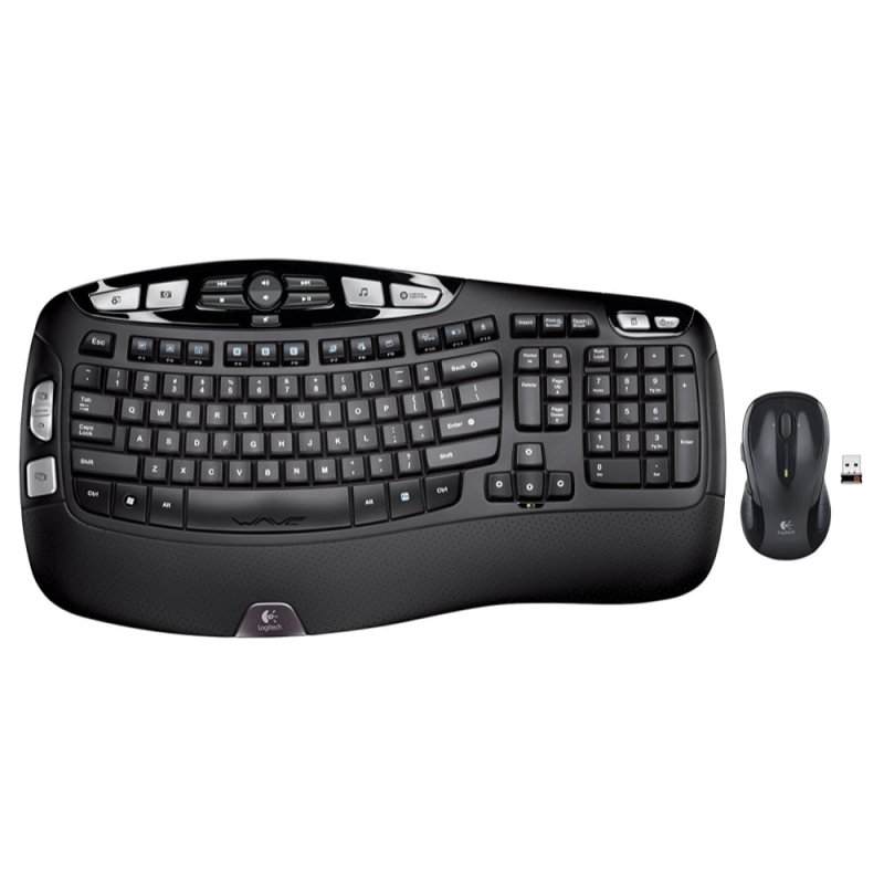 LOGITECH MK550 WIRELESS WAVE KEYBOARD MOUSE COMBO WITH LONG BATTERY LIFE ERGONOMIC DESIGN BLACK