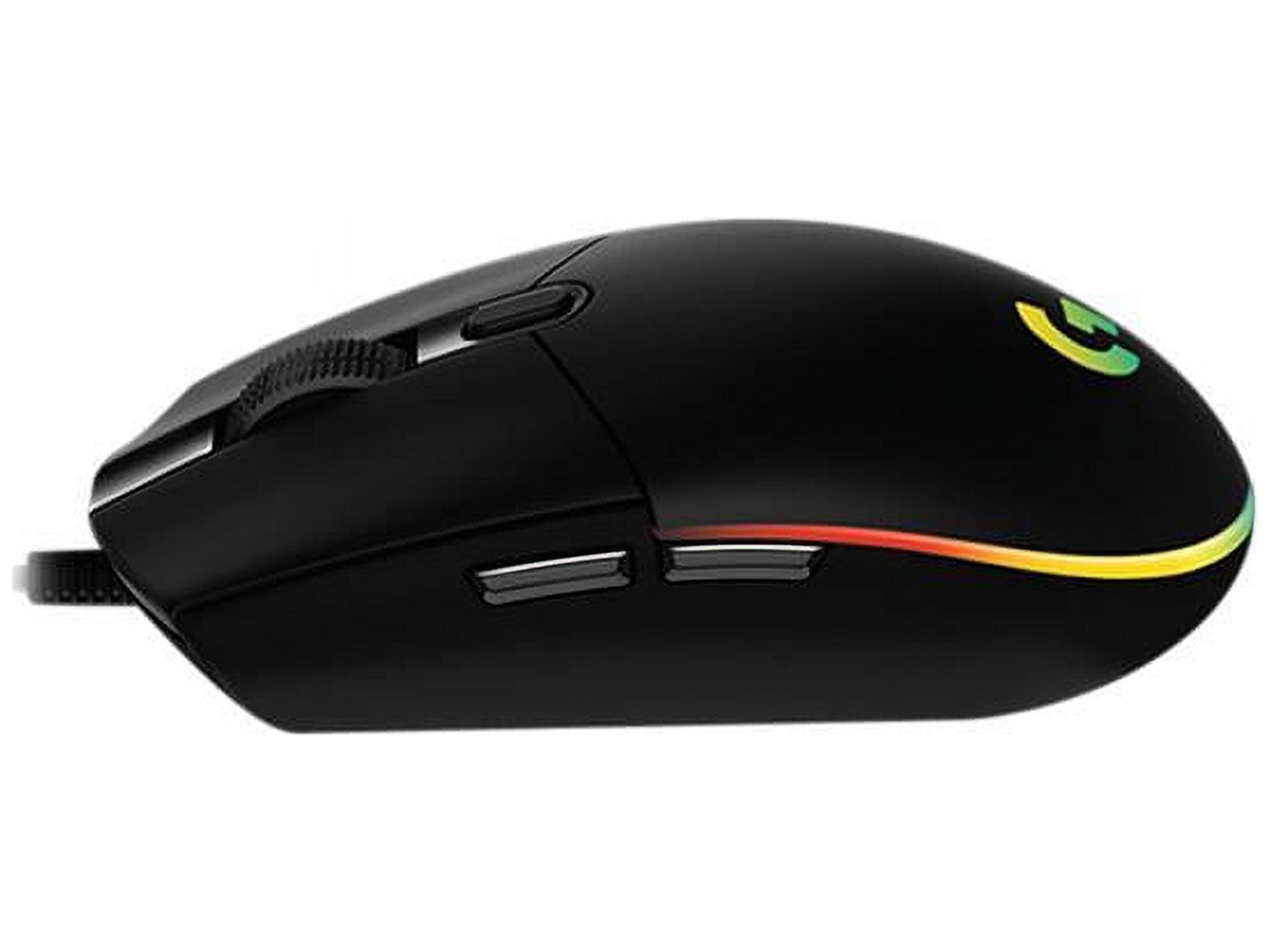 LOGITECH G203 WIRED GAMING MOUSE 8000 DPI RAINBOW OPTIC LIGHTSYNC RGB 6 PROGRAMMABLE BUTTONS MEMORY SCREEN MAPPING PC MAC LAPTOP COMPATIBLE BLACK