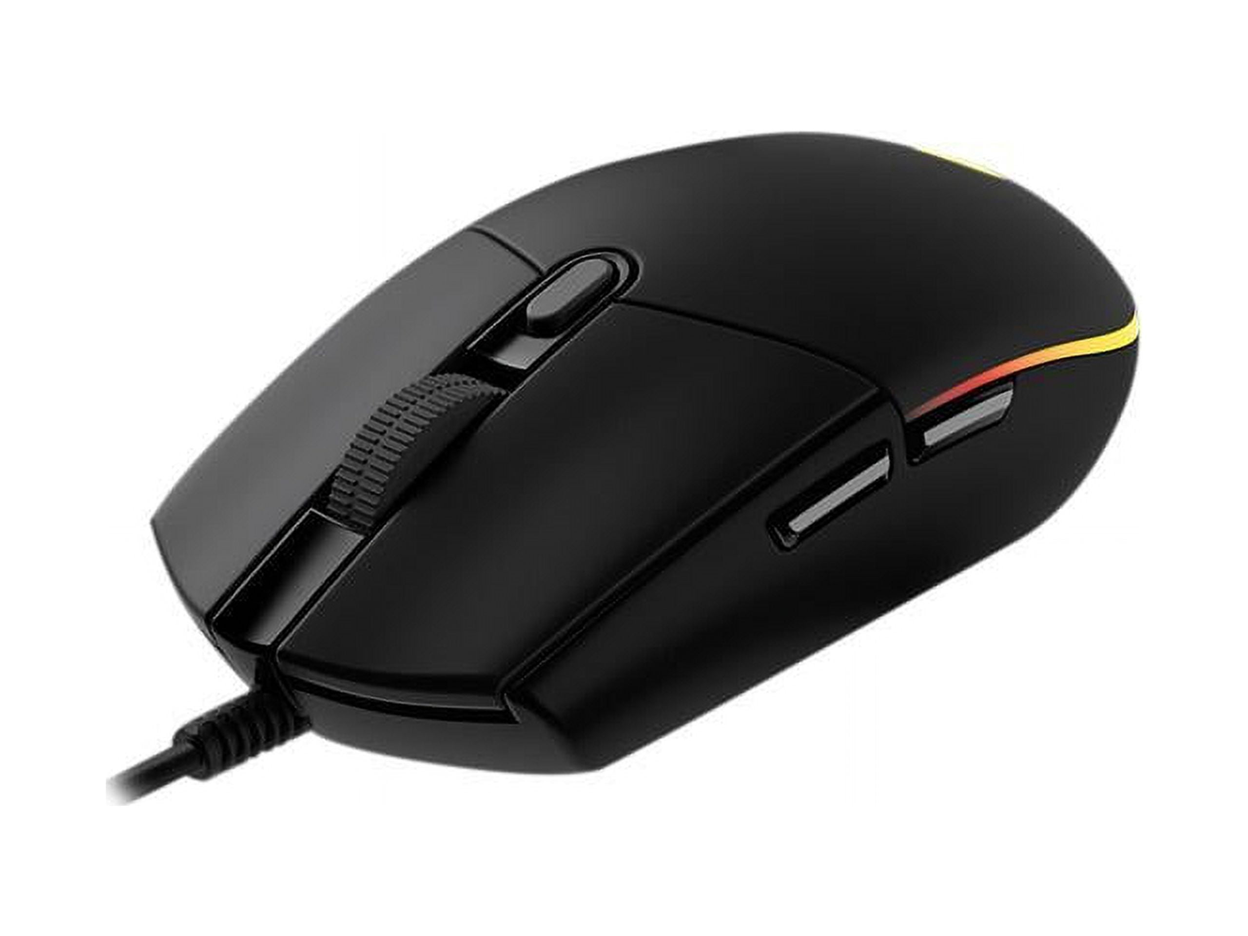 LOGITECH G203 WIRED GAMING MOUSE 8000 DPI RAINBOW OPTIC LIGHTSYNC RGB 6 PROGRAMMABLE BUTTONS MEMORY SCREEN MAPPING PC MAC LAPTOP COMPATIBLE BLACK