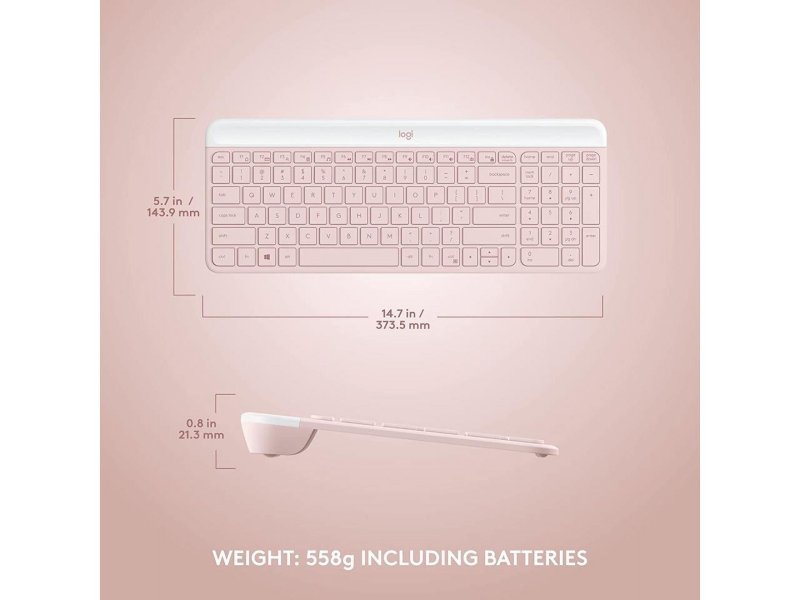 LOGITECH MK470 SLIM ROSE WIRELESS KEYBOARD AND MOUSE COMBO