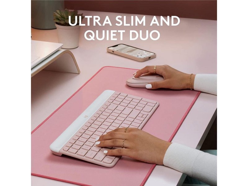 LOGITECH MK470 SLIM ROSE WIRELESS KEYBOARD AND MOUSE COMBO