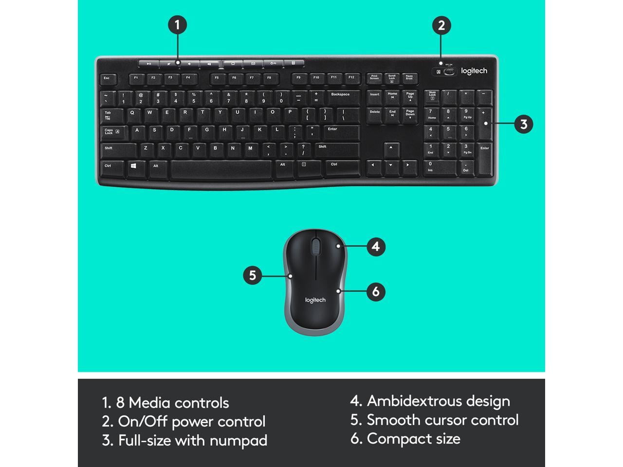 LOGITECH MK270 WIRELESS KEYBOARD AND MOUSE COMBO FOR SEAMLESS CONNECTIVITY
