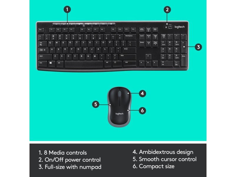 LOGITECH MK270 WIRELESS KEYBOARD AND MOUSE COMBO FOR SEAMLESS CONNECTIVITY