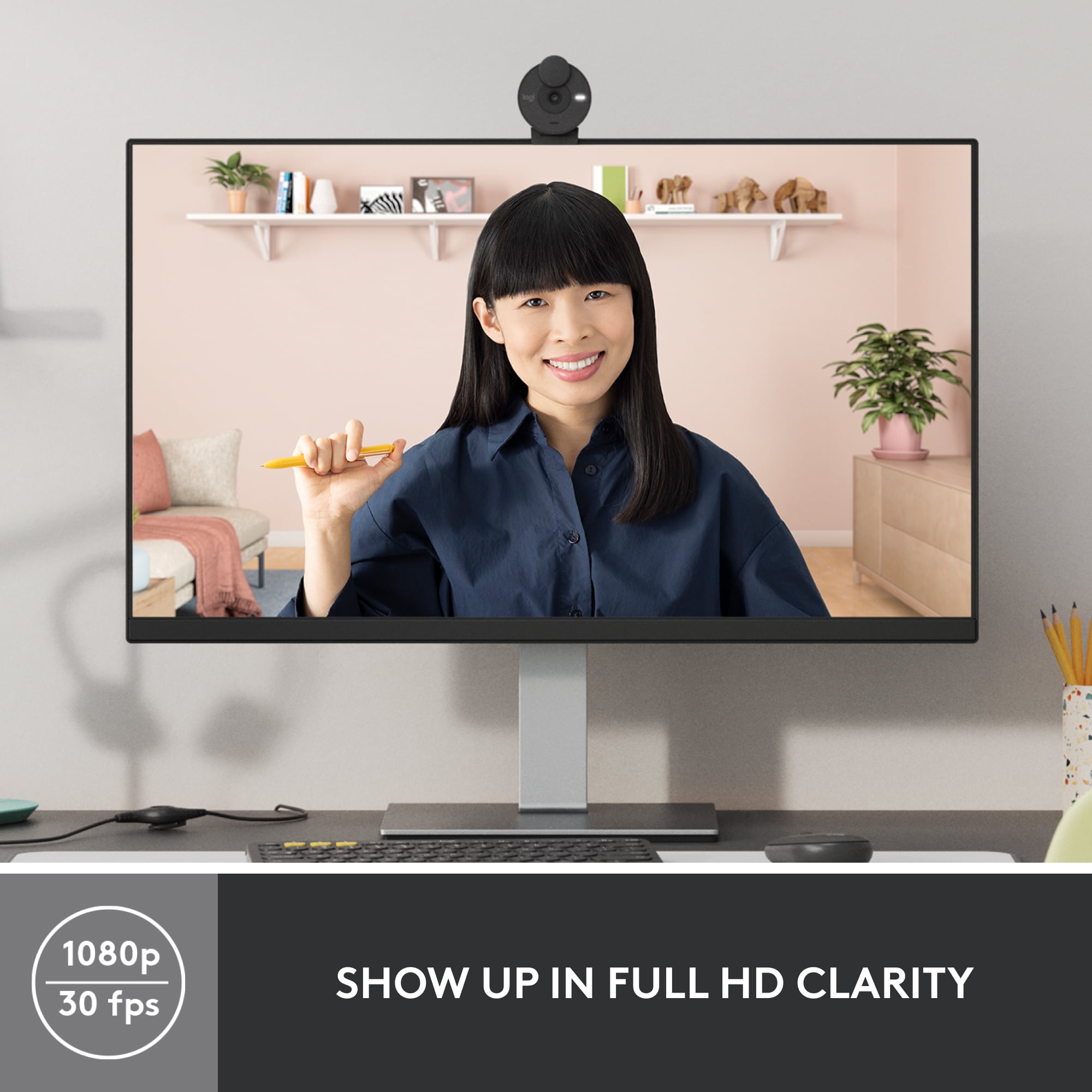 LOGITECH BRIO 1080P WEBCAM AUTO LIGHT CORRECTION PRIVACY SHUTTER USB-C GRAPHITE