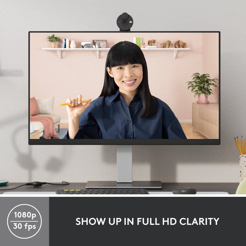 LOGITECH BRIO 1080P WEBCAM AUTO LIGHT CORRECTION PRIVACY SHUTTER USB-C GRAPHITE