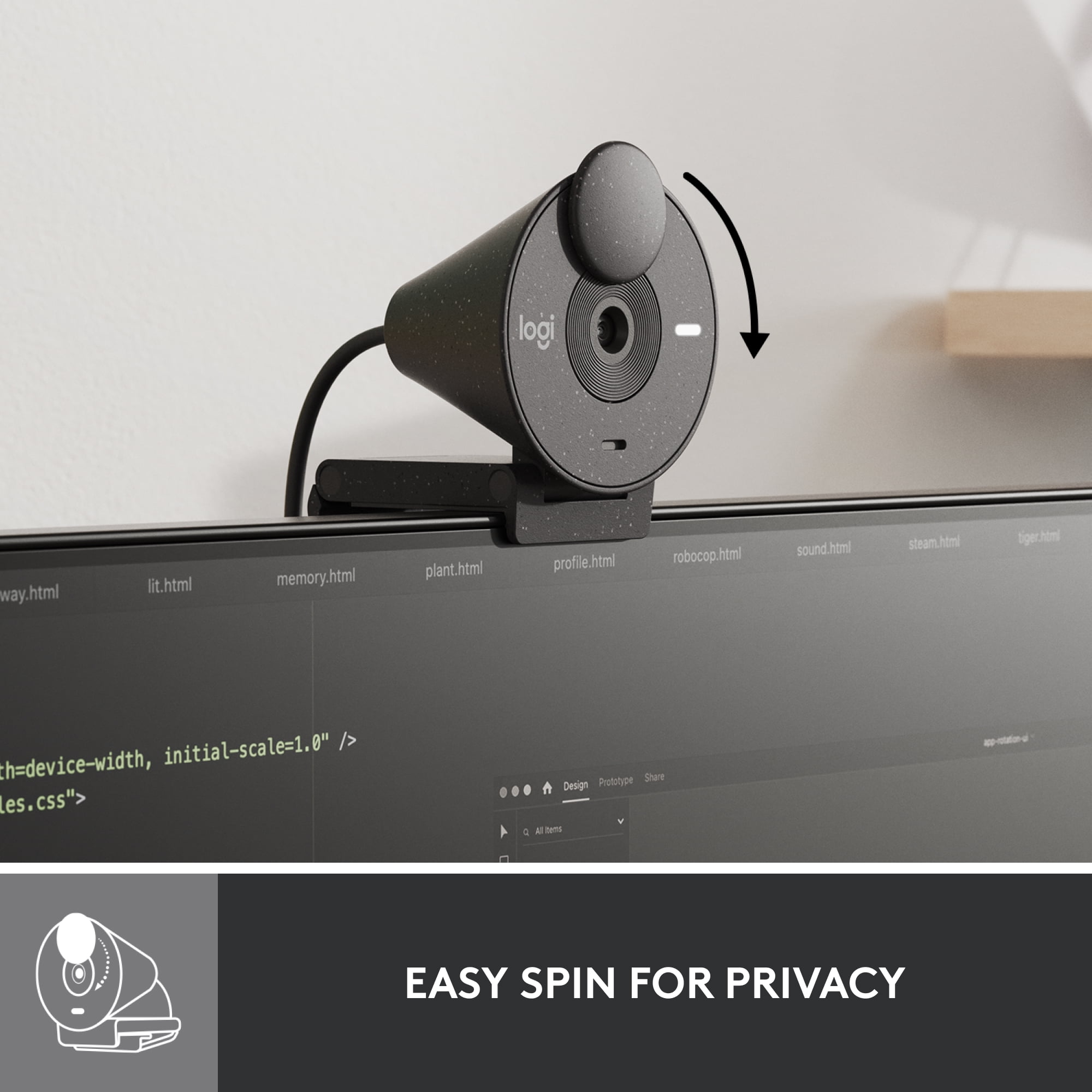 LOGITECH BRIO 1080P WEBCAM AUTO LIGHT CORRECTION PRIVACY SHUTTER USB-C GRAPHITE