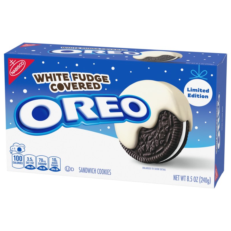 OREO WHITE FUDGE COVERED CHOCOLATE SANDWICH HOLIDAY COOKIES