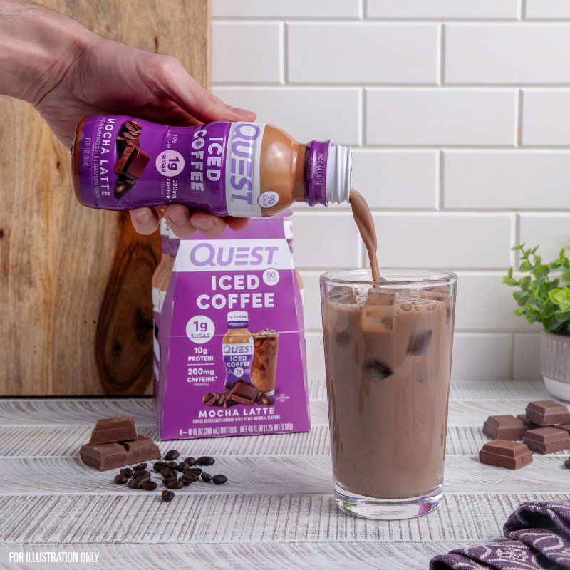 QUEST ICED COFFEE MOCHA LATTE 90 CALORIES 200MG CAFFEINE 4 COUNT