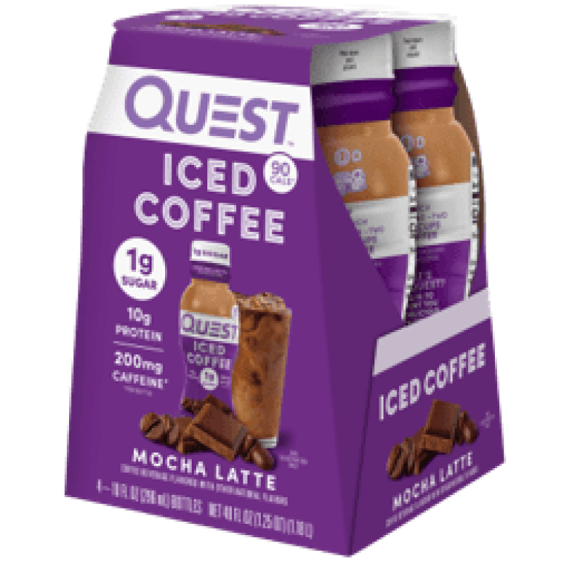 QUEST ICED COFFEE MOCHA LATTE 90 CALORIES 200MG CAFFEINE 4 COUNT