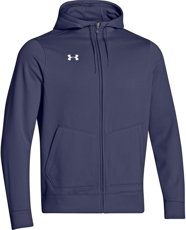 UNDER ARMOUR MEN'S STORM ARMOUR FLEECE FULL ZIP HOODY 1259100-410 SMALL MIDNIGHT NAVY WHITE.